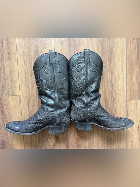 Cowtown Vintage Black Hornback Caiman Alligator Boots Men’s 9D Made In USA main image 4